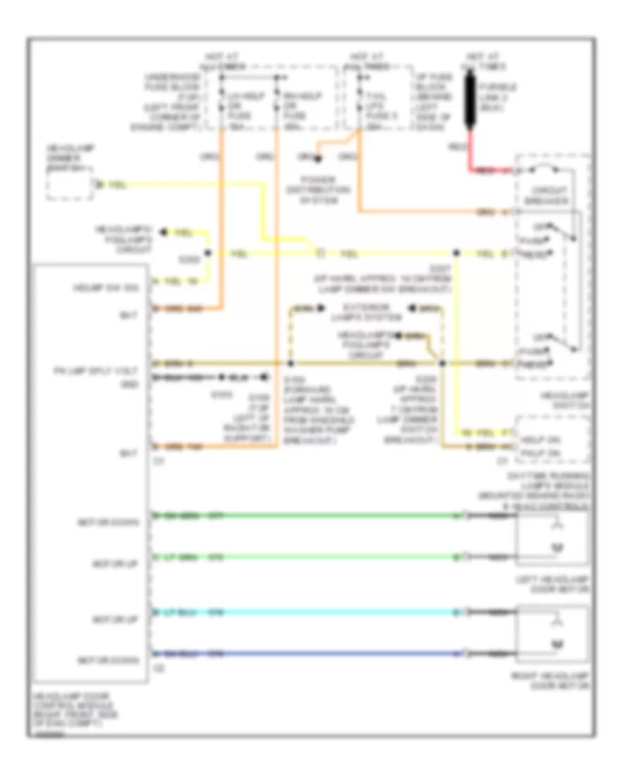 Headlamp Doors Wiring Diagram for Pontiac Firebird 2002