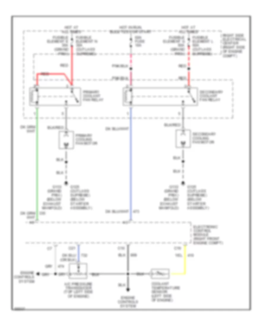 2 3L VIN D Cooling Fan Wiring Diagram for Pontiac Grand Prix LE 1990