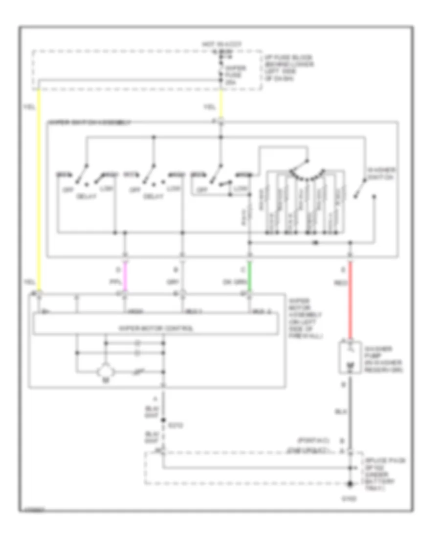 Неустойчивая Электросхема стеклоочистителя, дворников и омывателя, Дорестайлинг для Pontiac Sunfire 2003