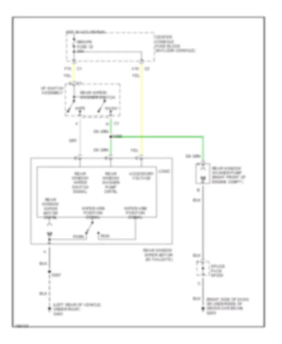Электросхема заднего стеклоочистителя дворника и омывателя для Pontiac Aztek 2004