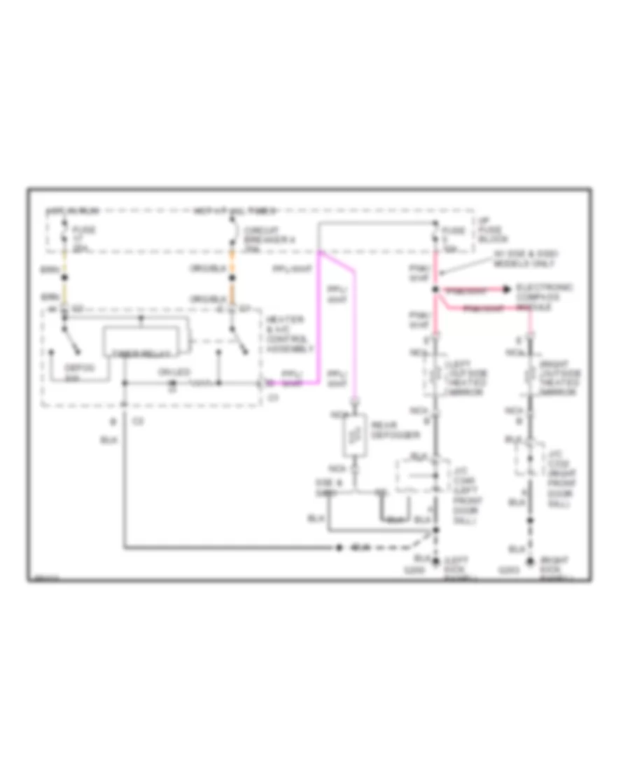 Rear Defogger  Heated Mirrors Wiring Diagram Manual A C for Pontiac Bonneville SE 1992