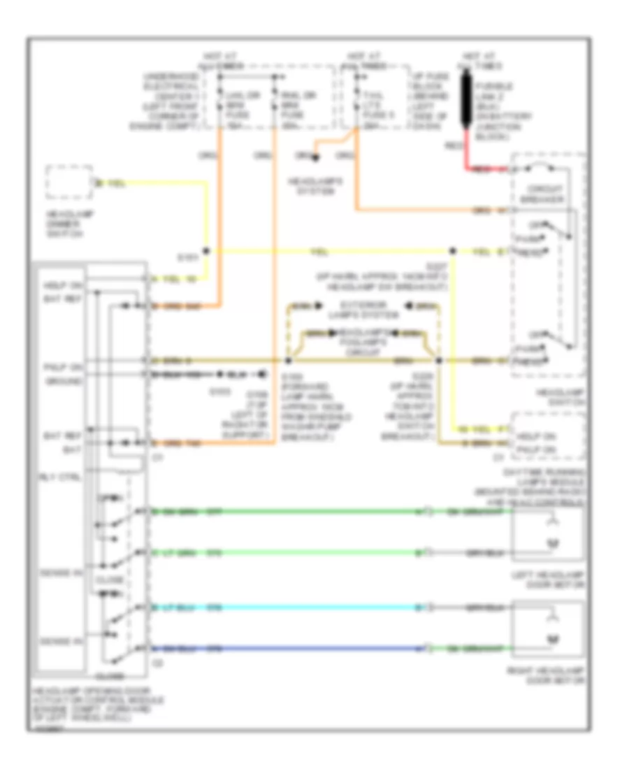 Headlamp Doors Wiring Diagram for Pontiac Firebird Trans Am 1998