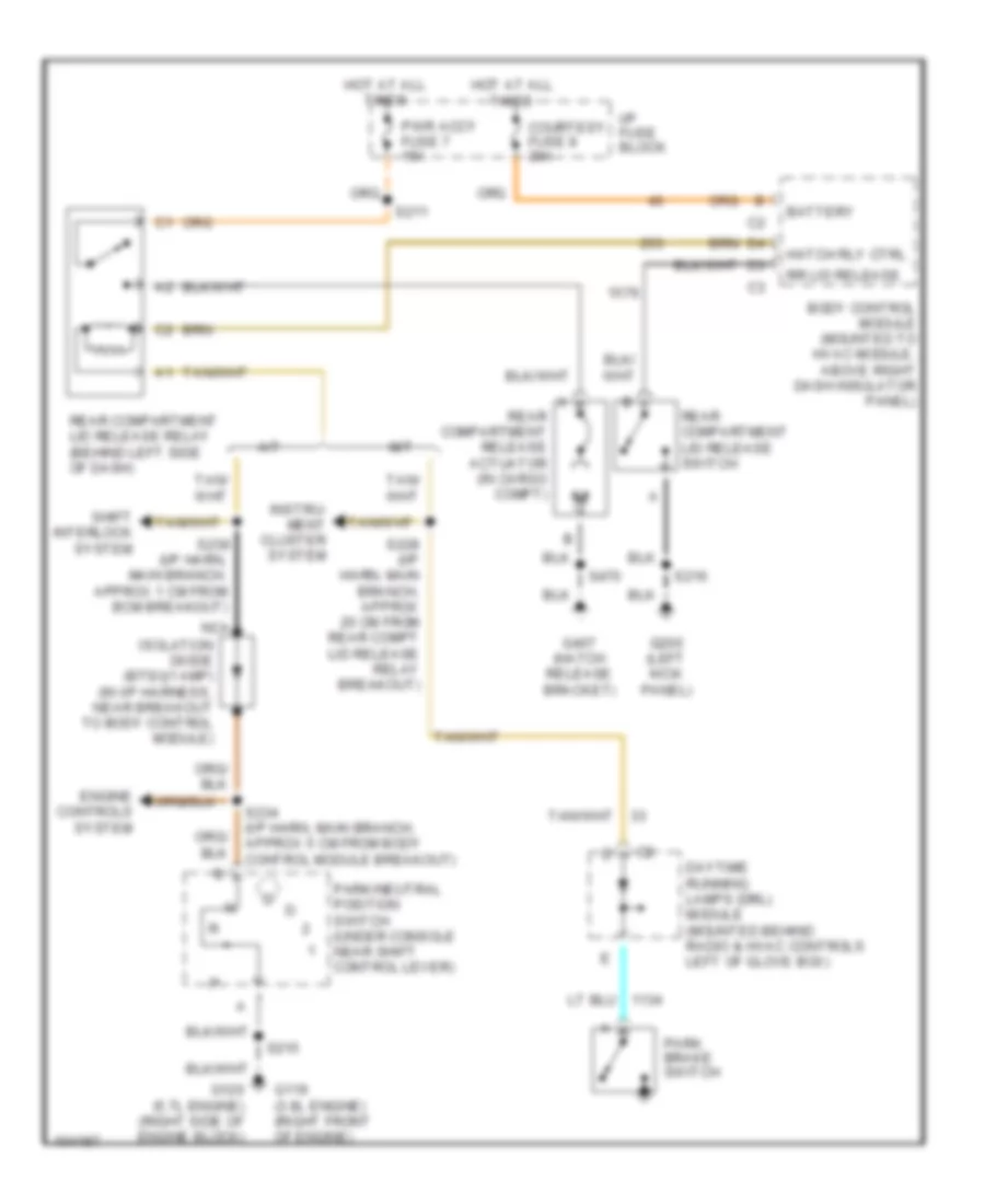 Hatch Release Wiring Diagram for Pontiac Firebird Trans Am 1998