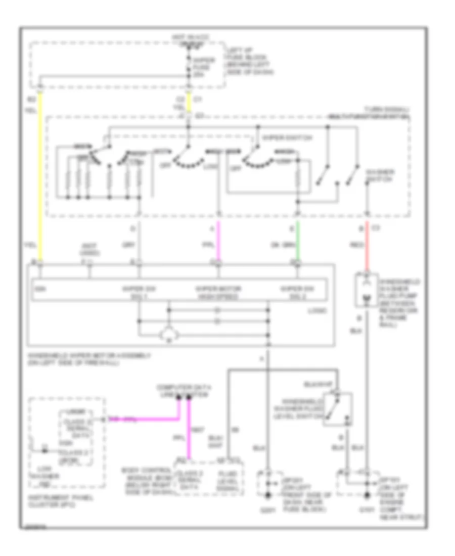 Электросхема стеклоочистителя, дворников и омывателя для Pontiac Grand Am GT 2005