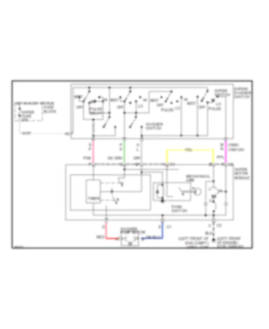 Электросхема стеклоочистителя, дворников и омывателя Интервала для Pontiac Grand Prix SE 1992
