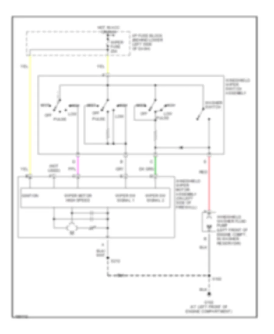 Импульсная Электросхема стеклоочистителя, дворников и омывателя для Pontiac Sunfire 2005