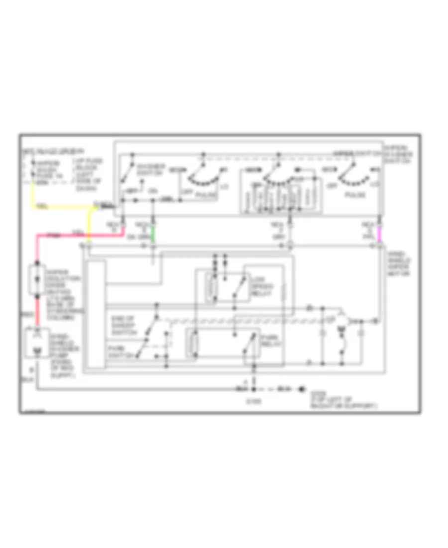 Электросхема стеклоочистителя, дворников и омывателя для Pontiac Firebird Trans Am 1999