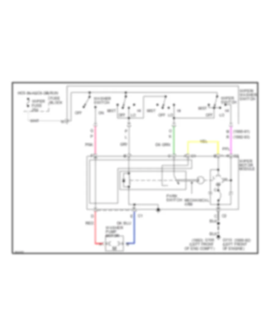 Электросхема стеклоочистителя, дворников и омывателя С 2 скоростями для Pontiac Grand Prix GTP 1993