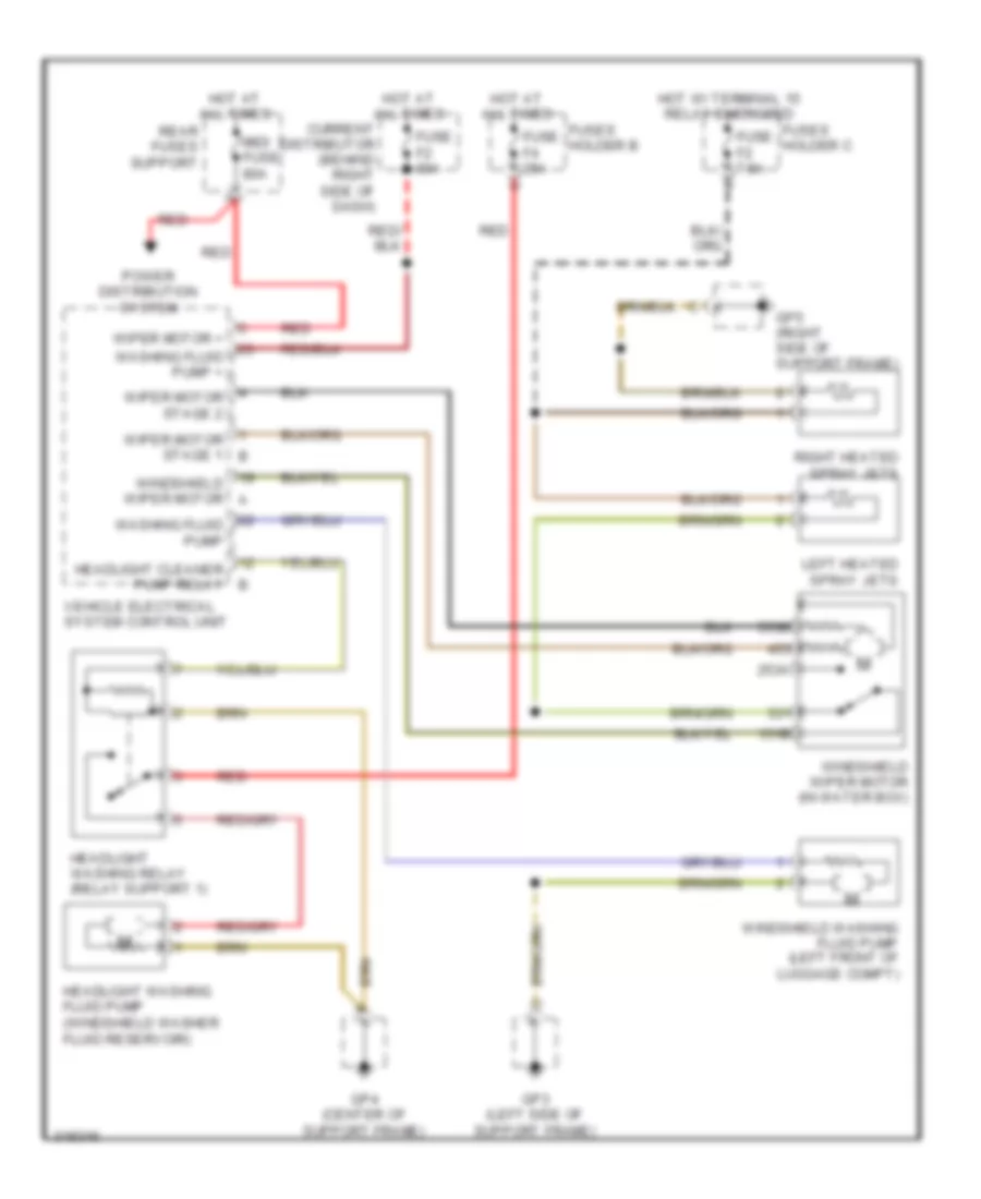 Электросхема передних стеклоочистителей дворников и омывателя лобового стекла, без Датчик дождя для Porsche 911 Targa 4 2009