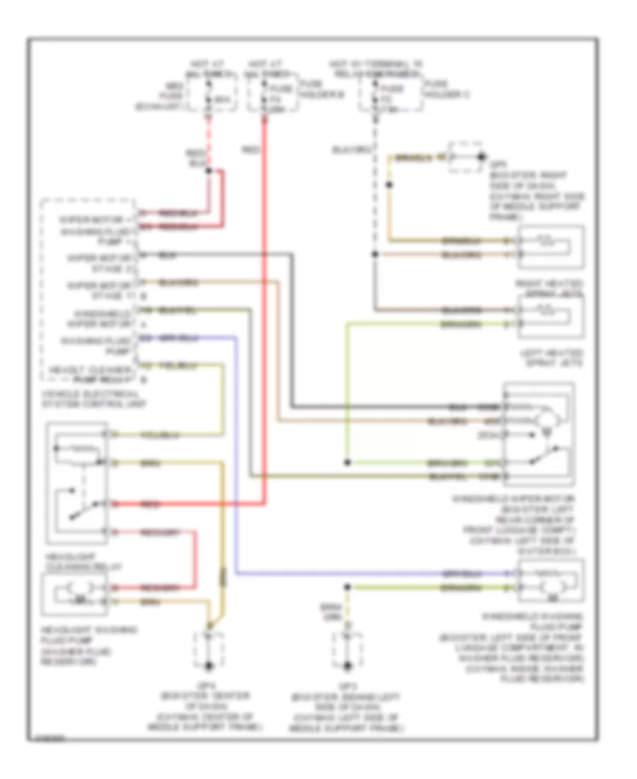Электросхема передних стеклоочистителей дворников и омывателя лобового стекла, без Датчик дождя для Porsche Boxster 2009