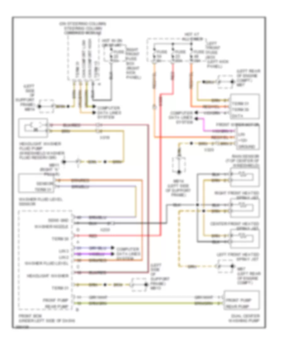 Электросхема передних стеклоочистителей дворников и омывателя лобового стекла для Porsche Panamera 4S 2013
