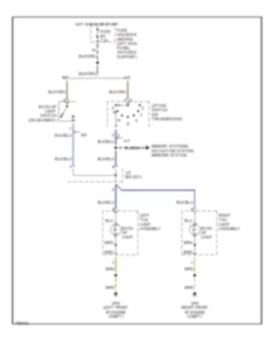 Back up Lamps Wiring Diagram for Porsche 911 Carrera 4 2002