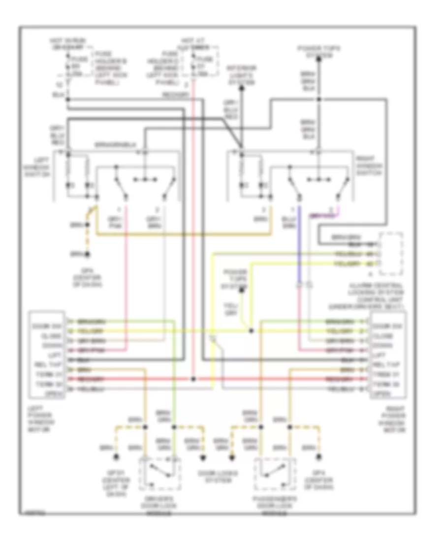 Power Window Wiring Diagram, Coupe for Porsche 911 Carrera 4 2002