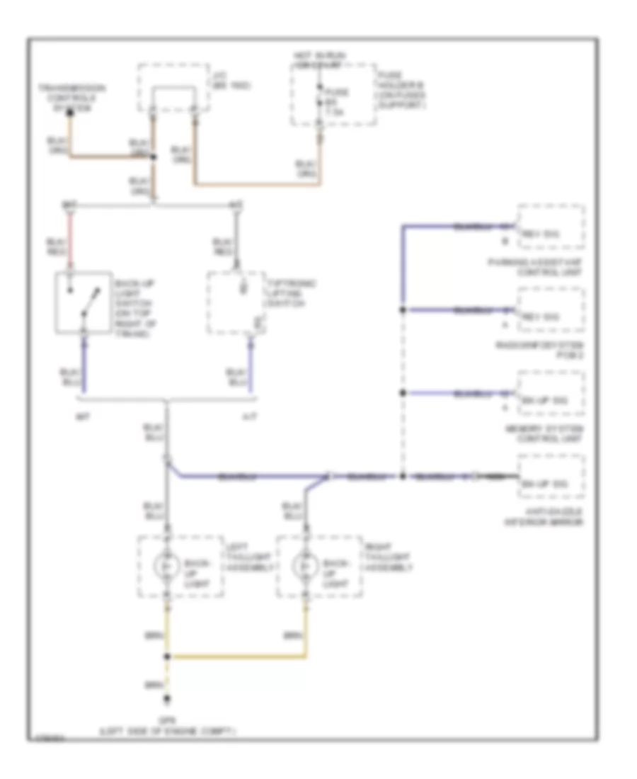 Back up Lamps Wiring Diagram for Porsche Boxster S 2003