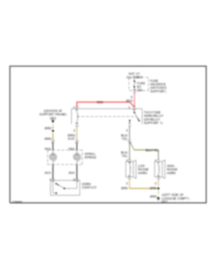 Horn Wiring Diagram Early Production for Porsche 911 Carrera 2004