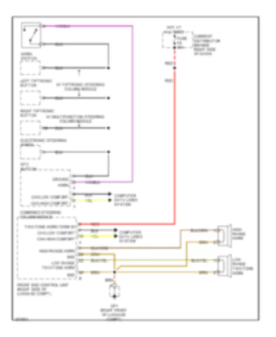 Horn Wiring Diagram for Porsche 911 Carrera 4S 2011