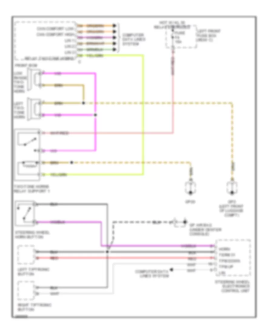 Horn Wiring Diagram, Late Production for Porsche 911 Carrera 2012