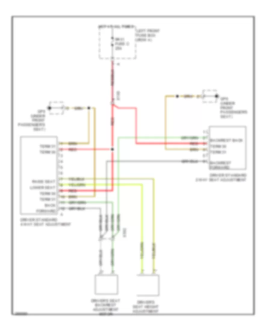 Driver Power Seat Wiring Diagram, Late Production Base for Porsche 911 Turbo S 2012