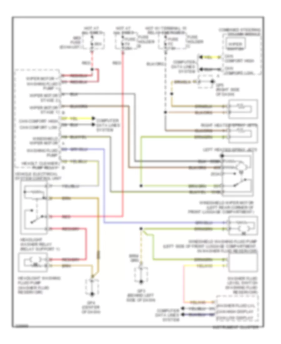 Электросхема передних стеклоочистителей дворников и омывателя лобового стекла, без Датчик дождя для Porsche Boxster Spyder 2012