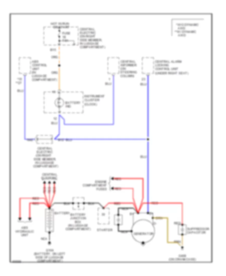 Charging Wiring Diagram Except RS for Porsche 911 America 1993