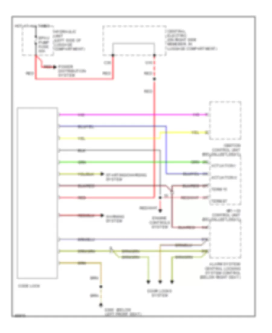 Code Lock Wiring Diagram, Early Production for Porsche 911 Carrera 1995
