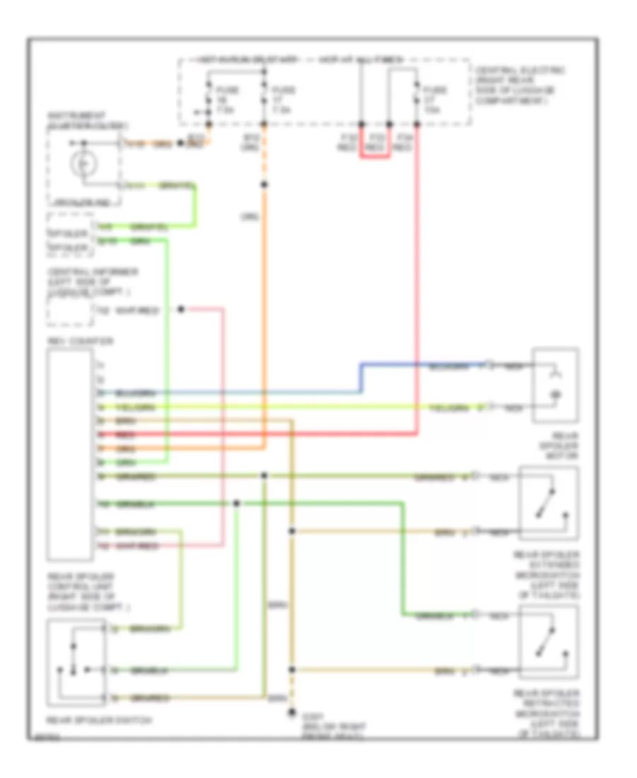 Active Aerodynamic Wiring Diagram Early Production for Porsche 911 Carrera 4 1995