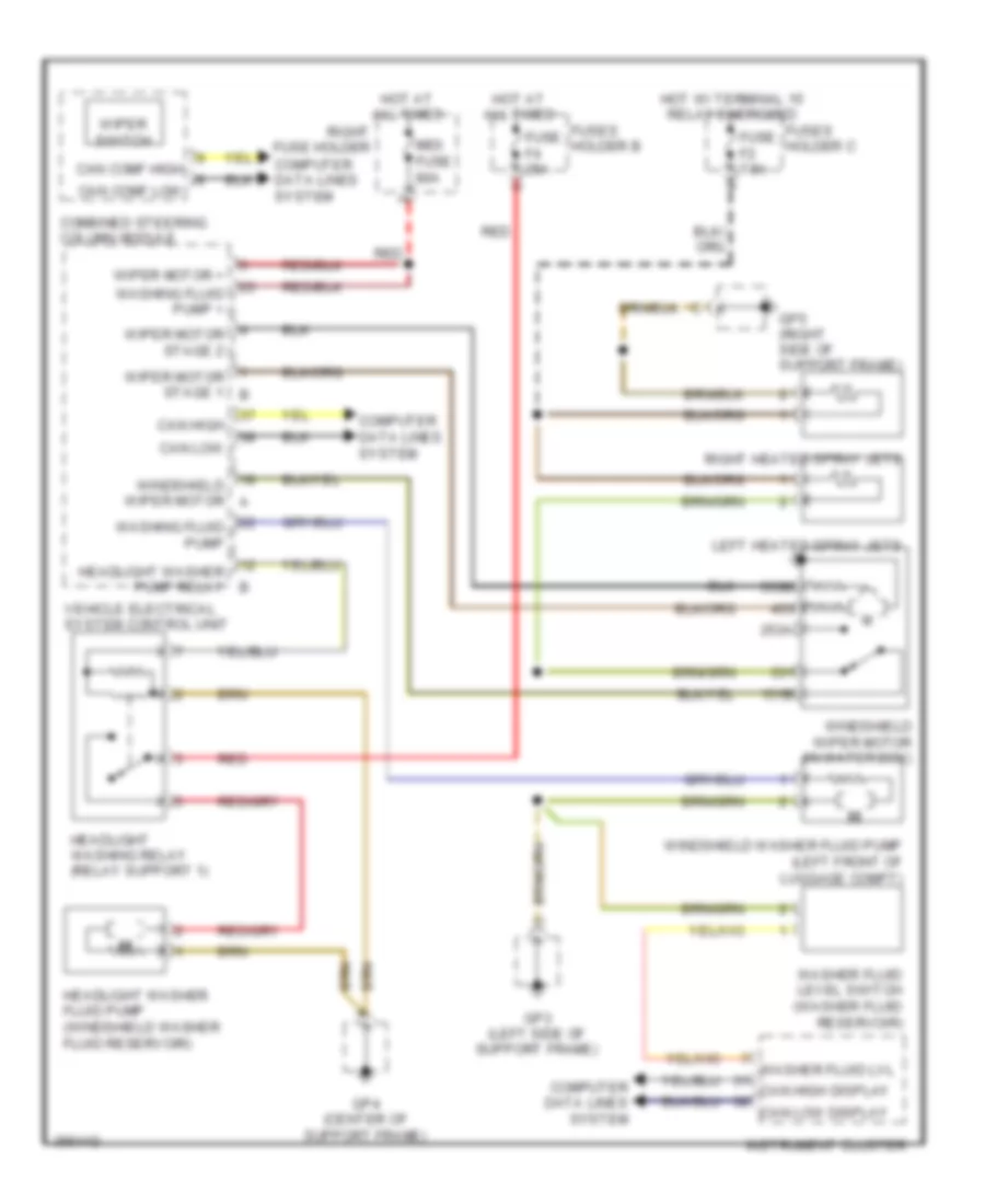 Front WiperWasher Wiring Diagram, Turbo without Rain Sensor for Porsche 911 Carrera 4S 2013