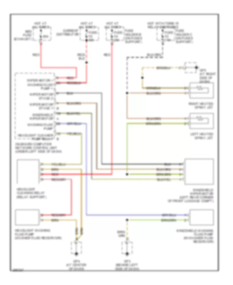 Электросхема стеклоочистителя, дворников и омывателя, без Датчик дождя для Porsche Cayman 2008
