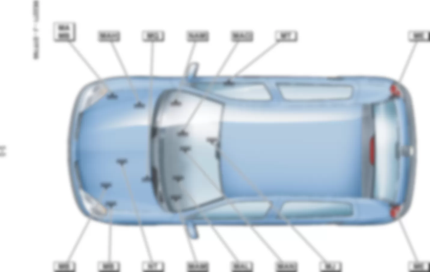 Расположение подключения масс Заземления для Renault Clio II 1998-2008 2004-05-24