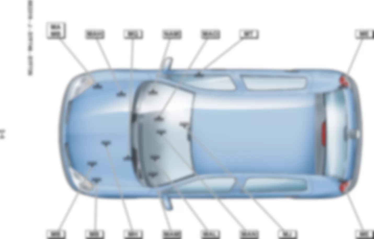 Расположение подключения масс Заземления для Renault Clio II 1998-2008 2004-09-01