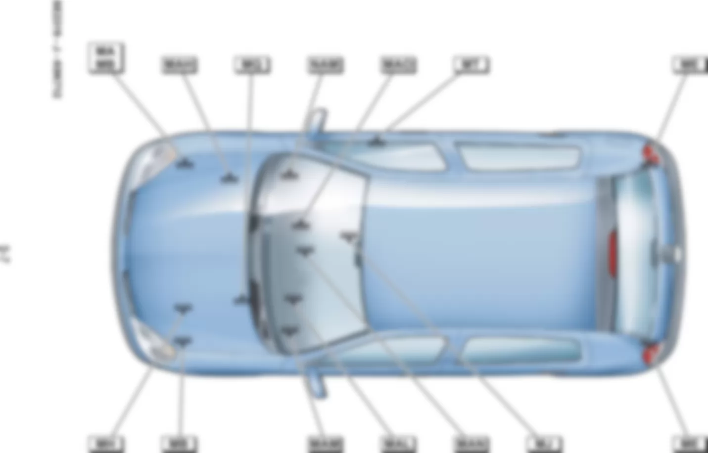Расположение подключения масс Заземления для Renault Clio II 1998-2008 2004-09-01
