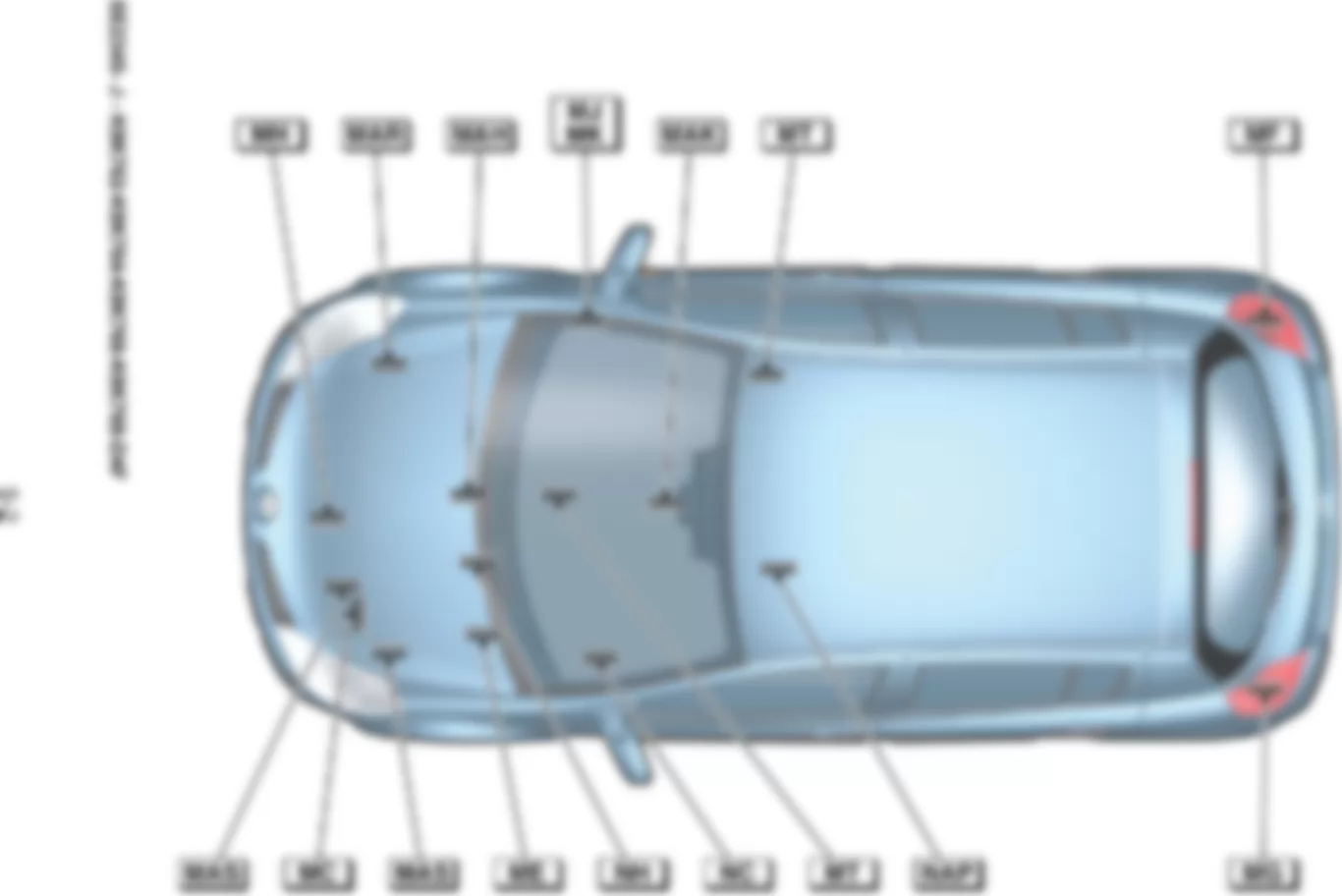 Расположение подключения масс Заземления для Renault Clio III 2005-2012 2005