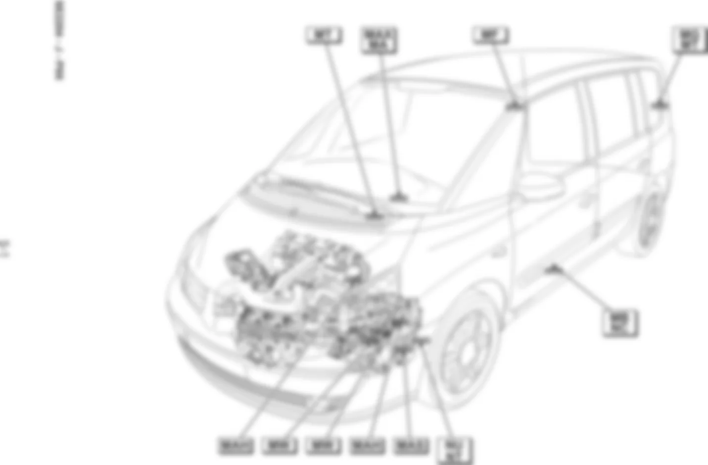 Расположение подключения масс Заземления для Renault Espace IV 2002-2014 2003-01-01