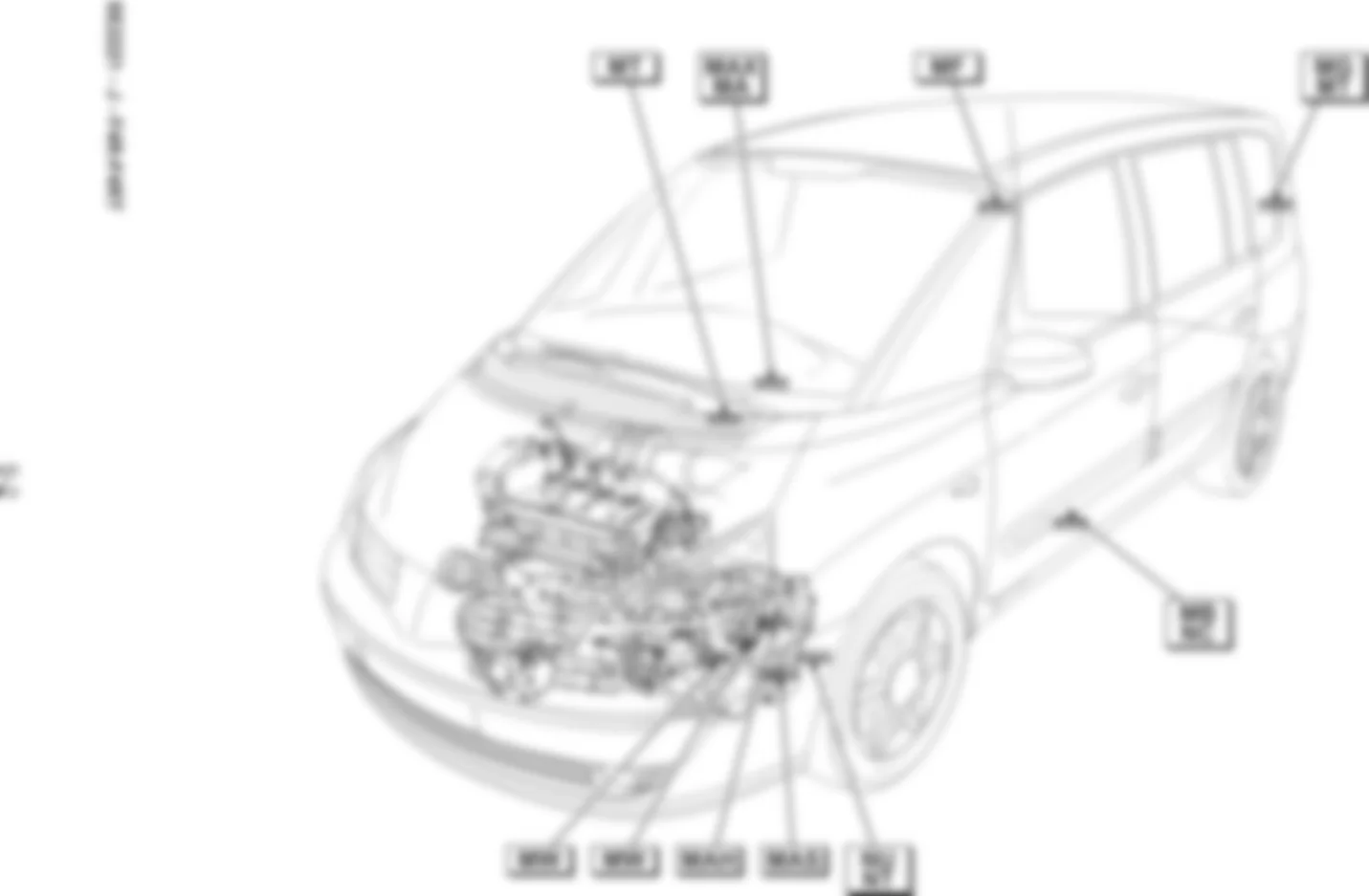 Расположение подключения масс Заземления для Renault Espace IV 2002-2014 2003-04-14