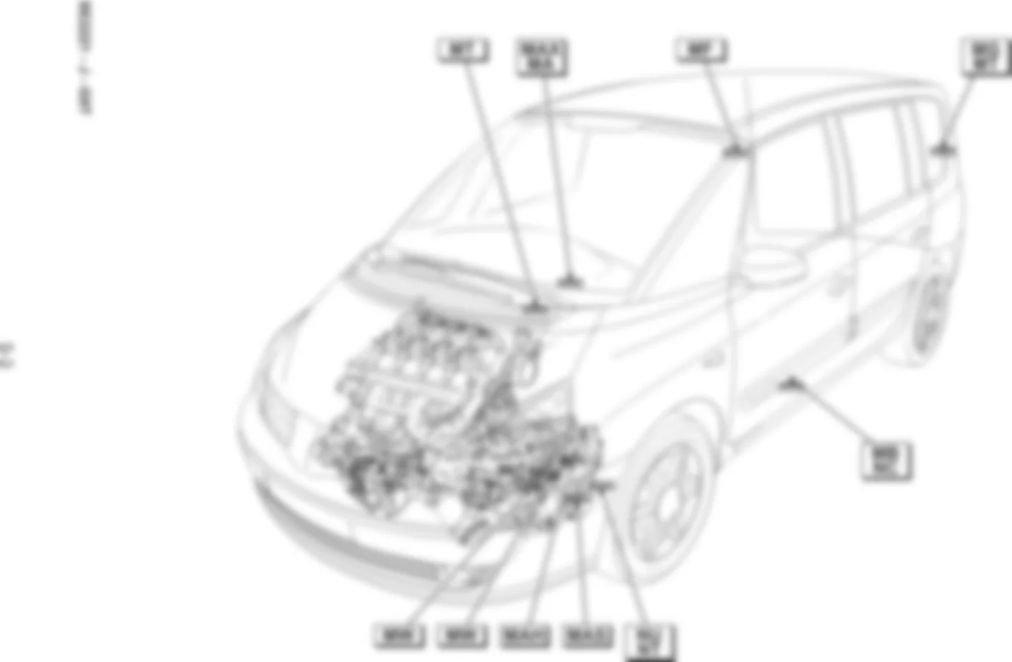 Расположение подключения масс Заземления для Renault Espace IV 2002-2014 2003-04-14