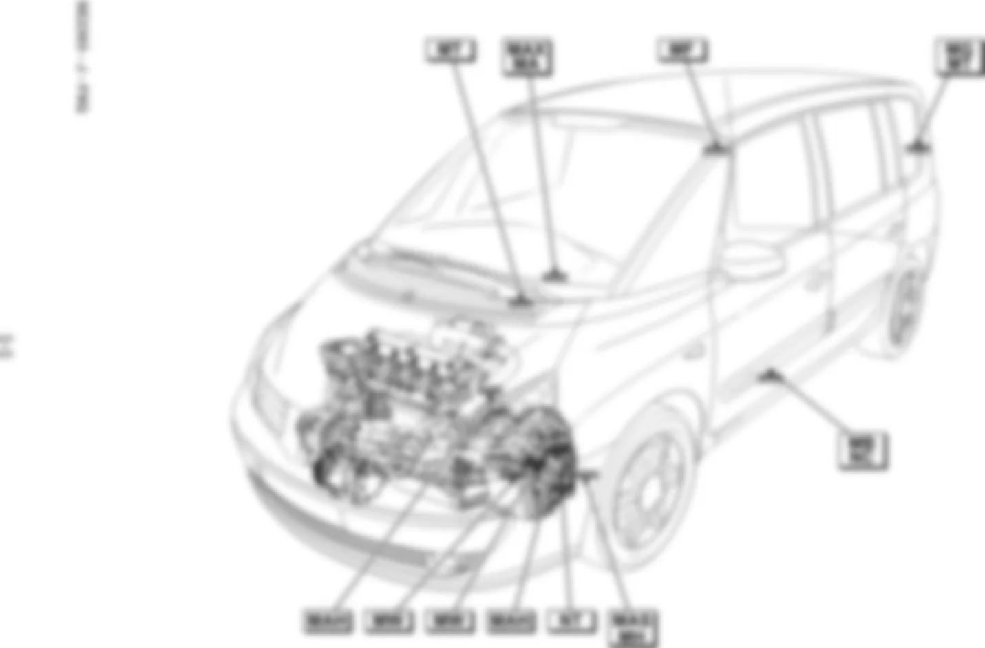 Расположение подключения масс Заземления для Renault Espace IV 2002-2014 2004-06-01