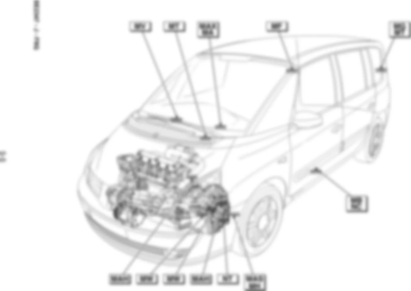 Расположение подключения масс Заземления для Renault Espace IV 2002-2014 2005-06-13