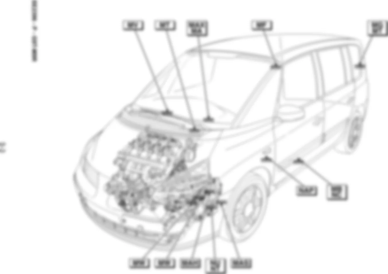 Расположение подключения масс Заземления для Renault Espace IV 2002-2014 2006-03-06