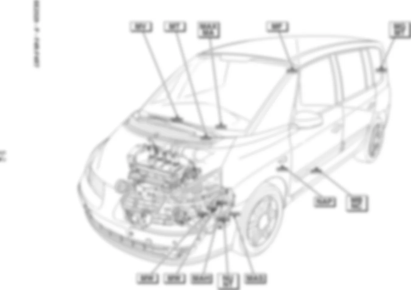 Расположение подключения масс Заземления для Renault Espace IV 2002-2014 2007-08-27