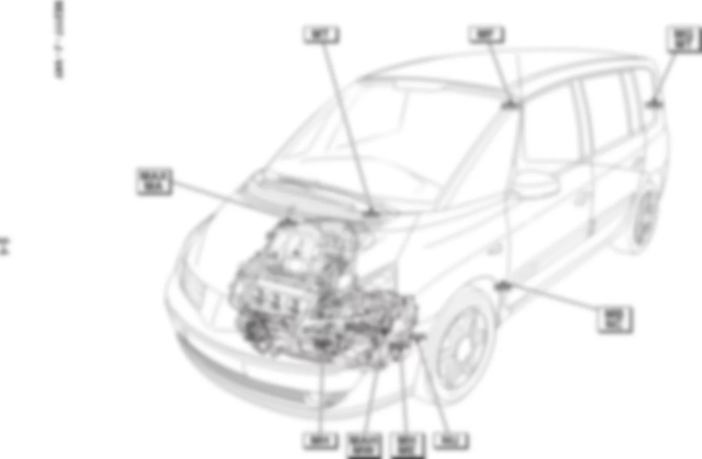 Расположение подключения масс Заземления для Renault Espace IV 2002-2014