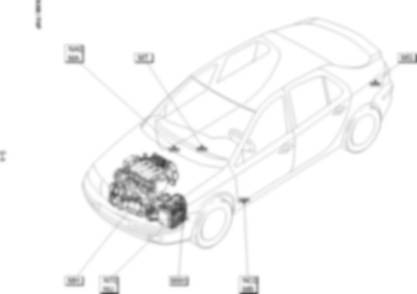 Расположение подключения масс Заземления для Renault Laguna II 2001-2008 2001-01-22