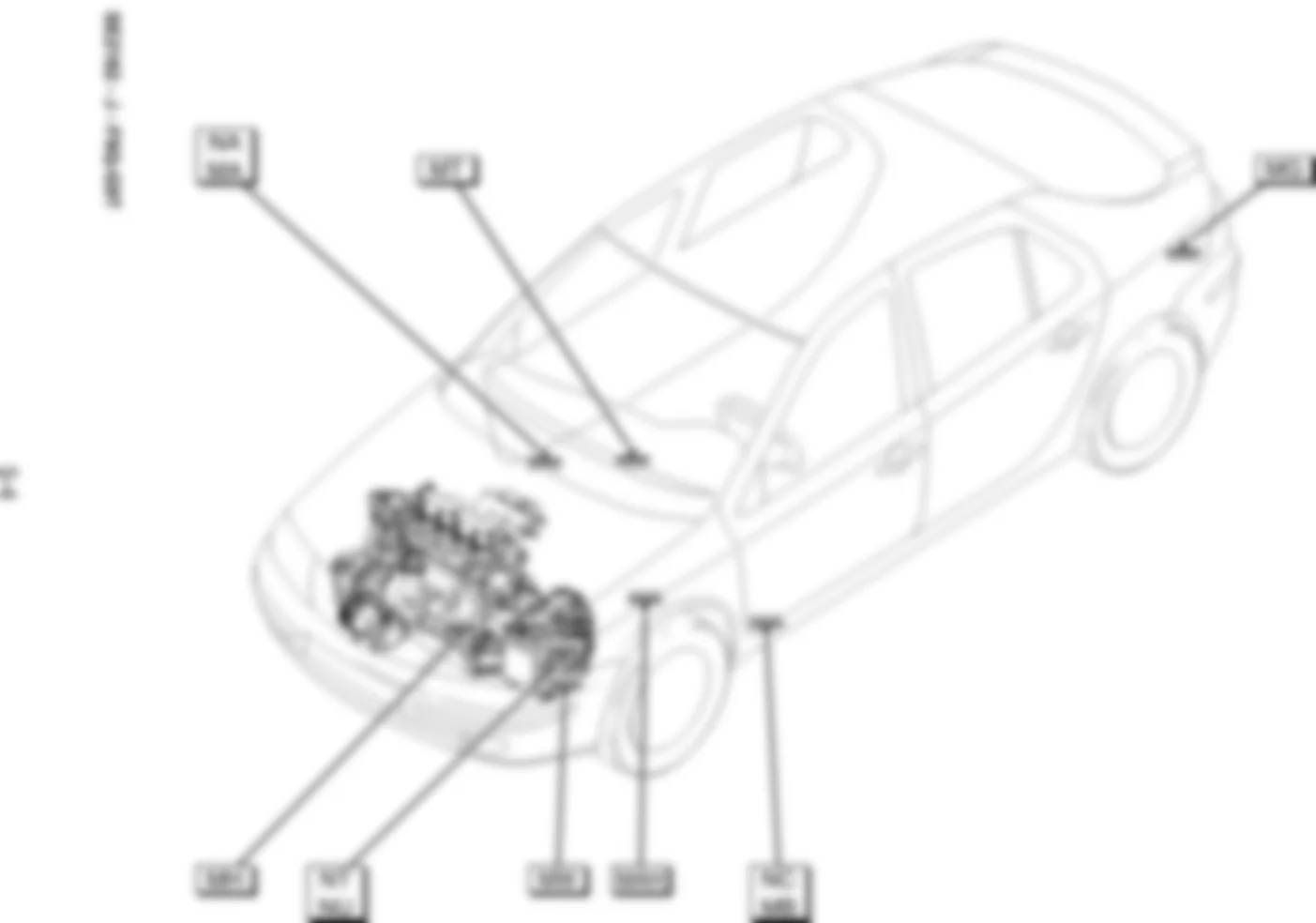 Расположение подключения масс Заземления для Renault Laguna II 2001-2008 2002-05-01