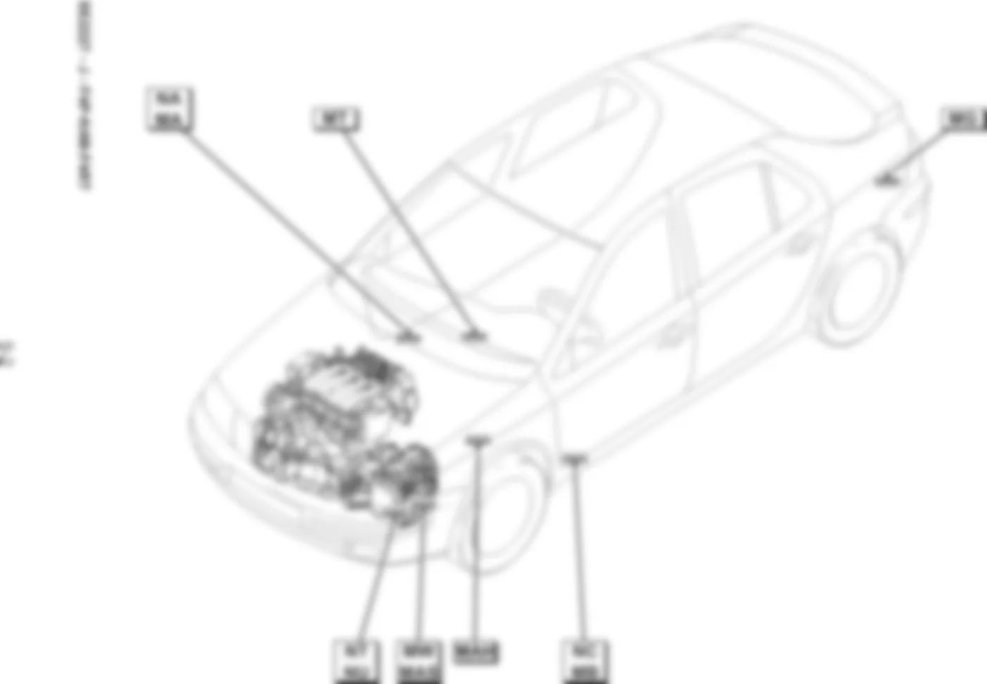 Расположение подключения масс Заземления для Renault Laguna II 2001-2008 2002-11-18