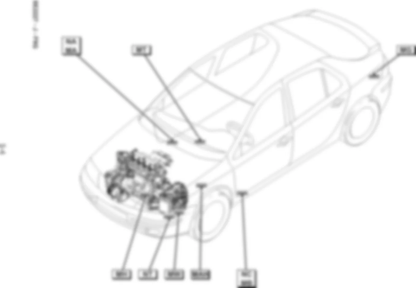 Расположение подключения масс Заземления для Renault Laguna II 2001-2008 2002-11-18