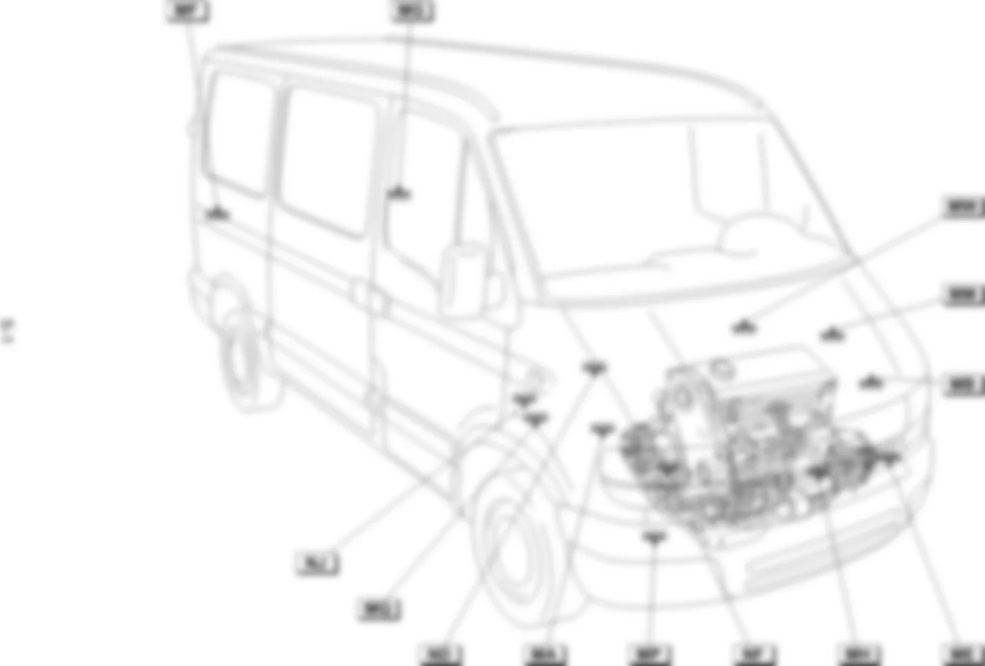 Расположение подключения масс Заземления для Renault Master II 1999-2010 2000-11-06