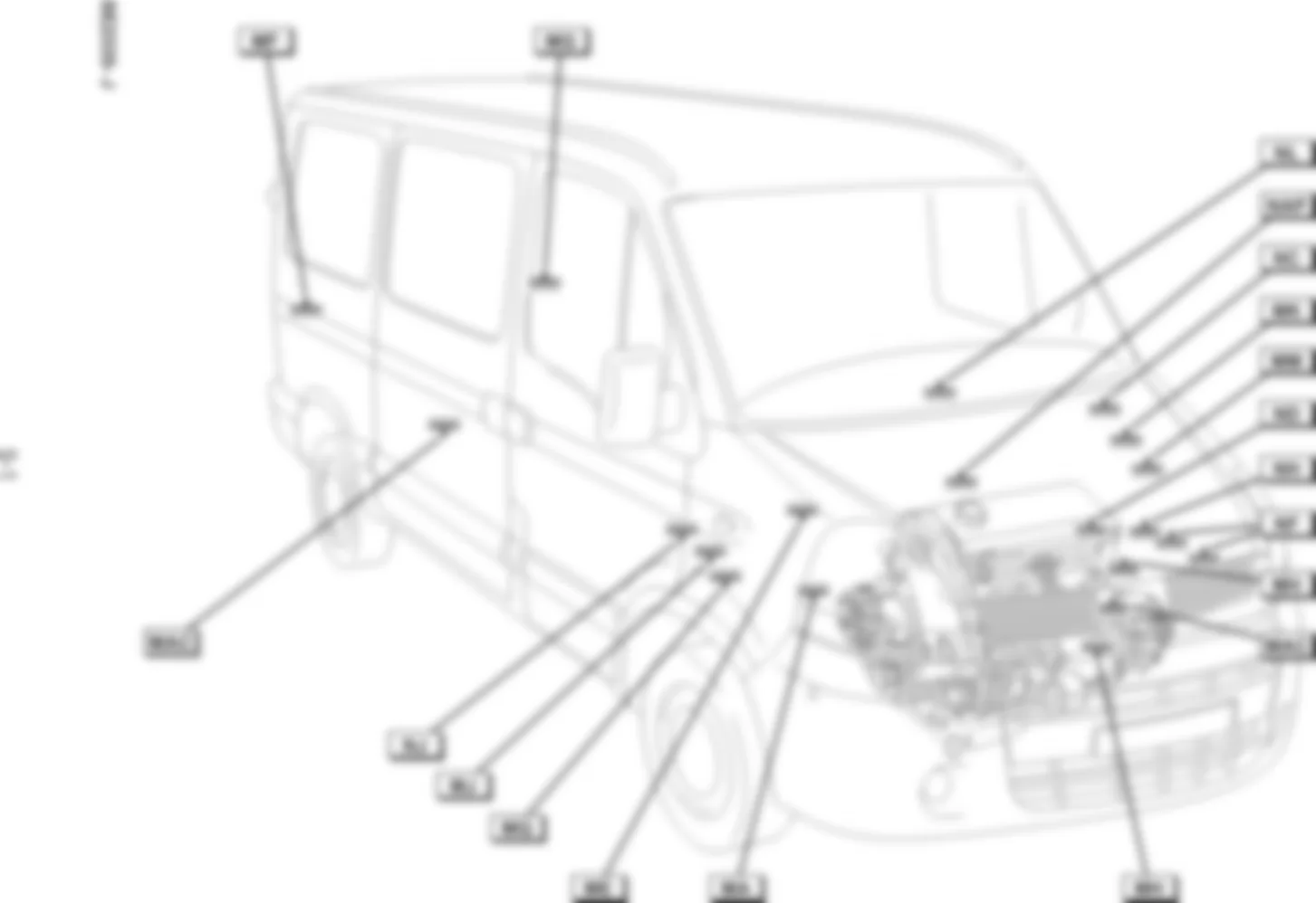 Расположение подключения масс Заземления для Renault Master II 1999-2010 2004-12-10