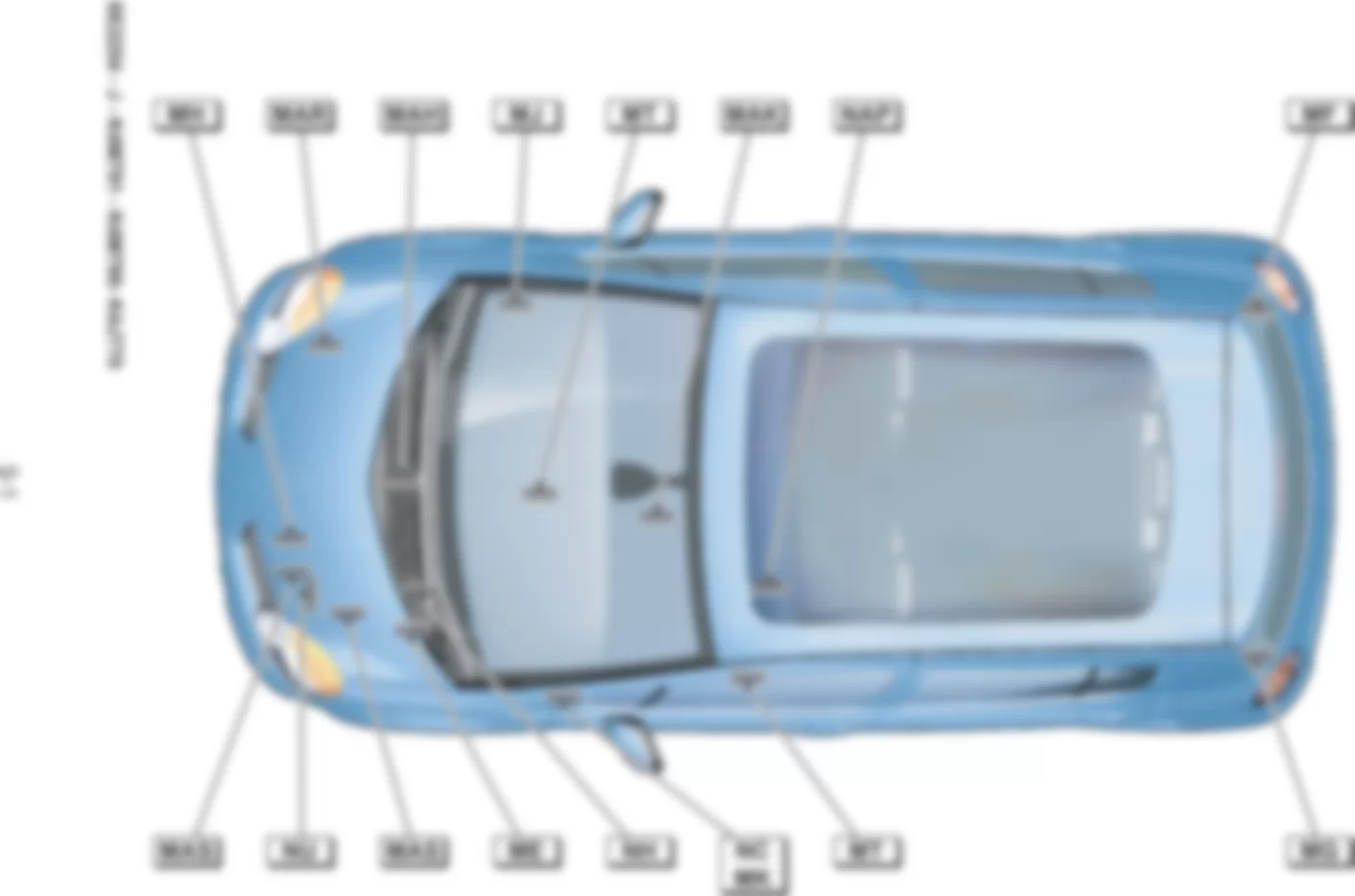 Расположение подключения масс Заземления для Renault Modus 2004-2012