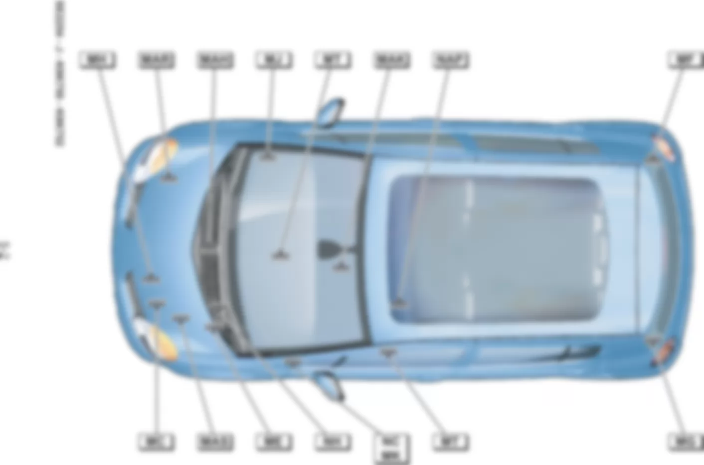 Расположение подключения масс Заземления для Renault Modus 2004-2012