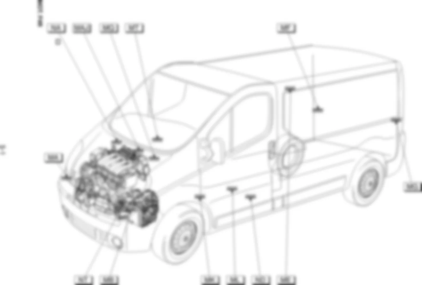 Расположение подключения масс Заземления для Renault Trafic II 2001-2014