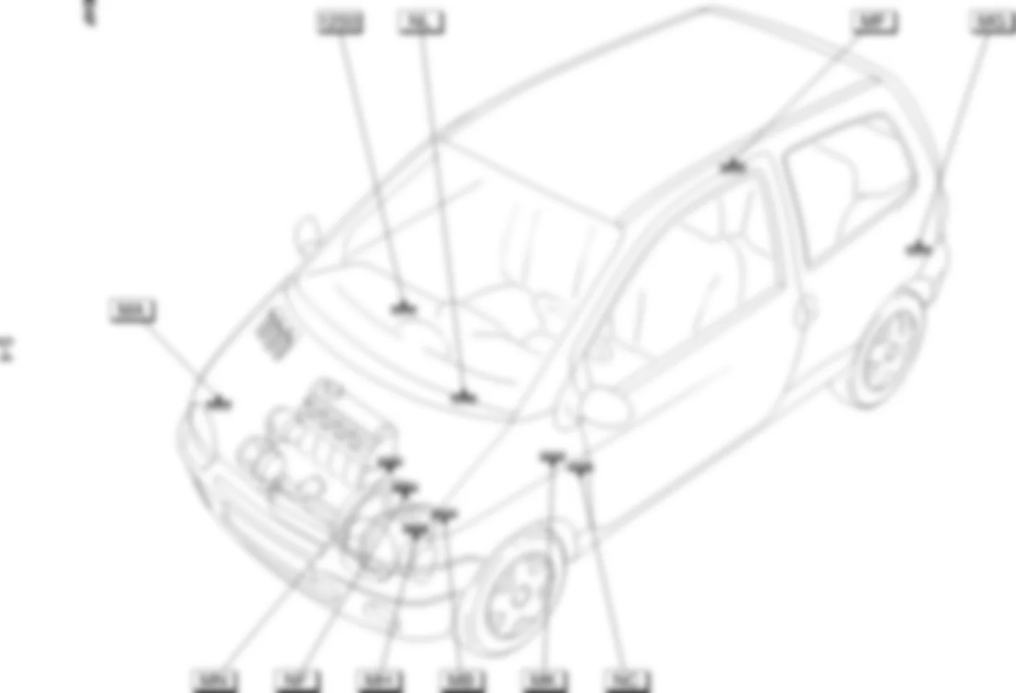 Расположение подключения масс Заземления для Renault Twingo I 1993-2007 2001-01-01